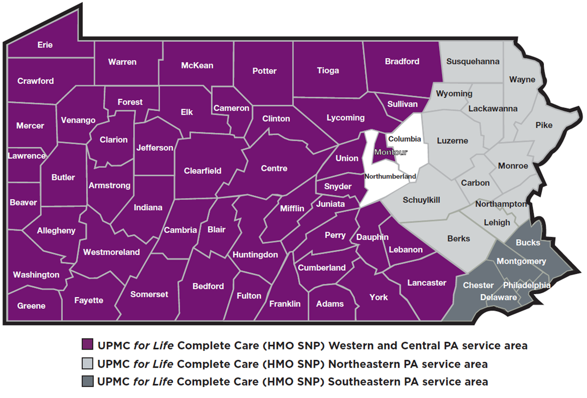 2025 SNP Area Service Map Pennsylvania