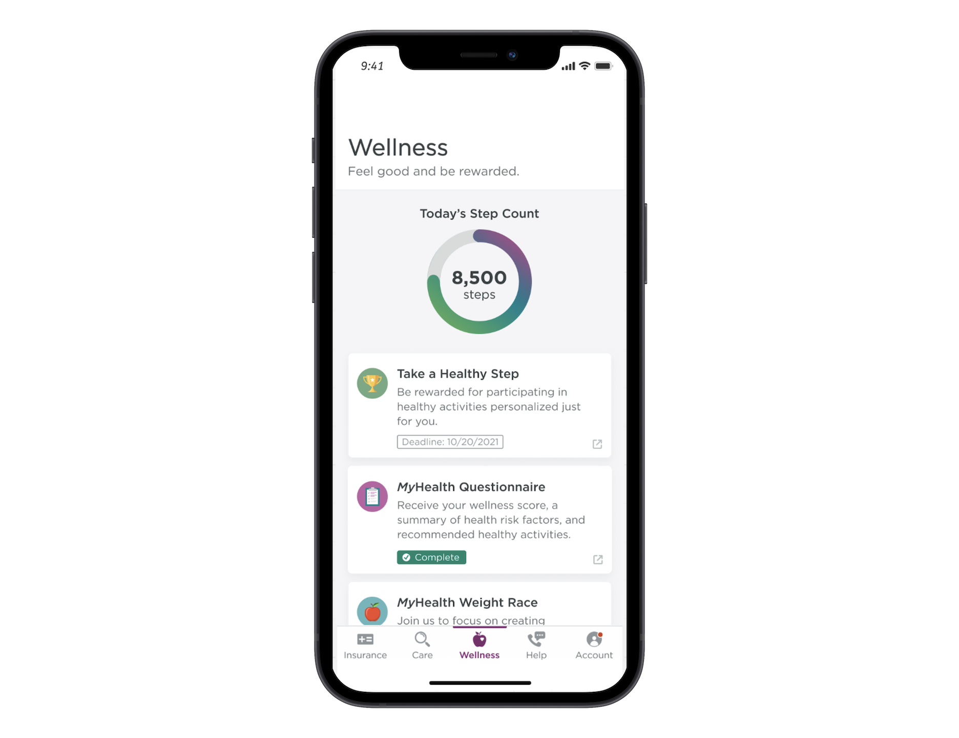 Wellness zone of app